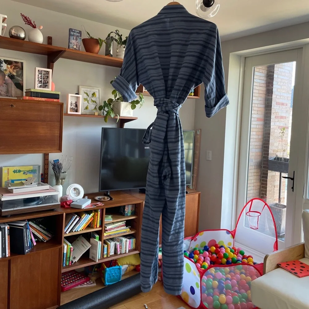 Mara Hoffman Blue Striped Organic Linen Jumpsuit - Picture 5 of 6